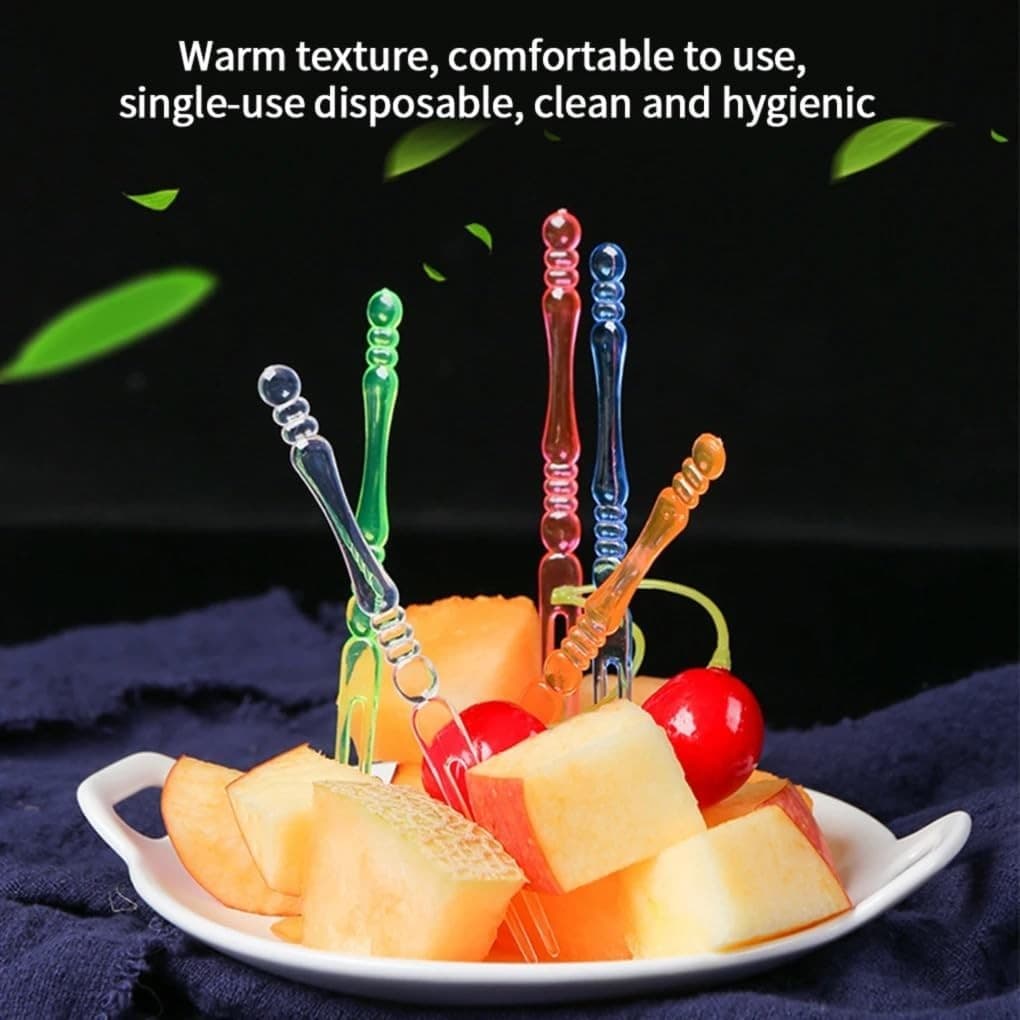 200pcs Color Plastic Fruit Forks 4&quot;, 4.0-inch Dessert  5