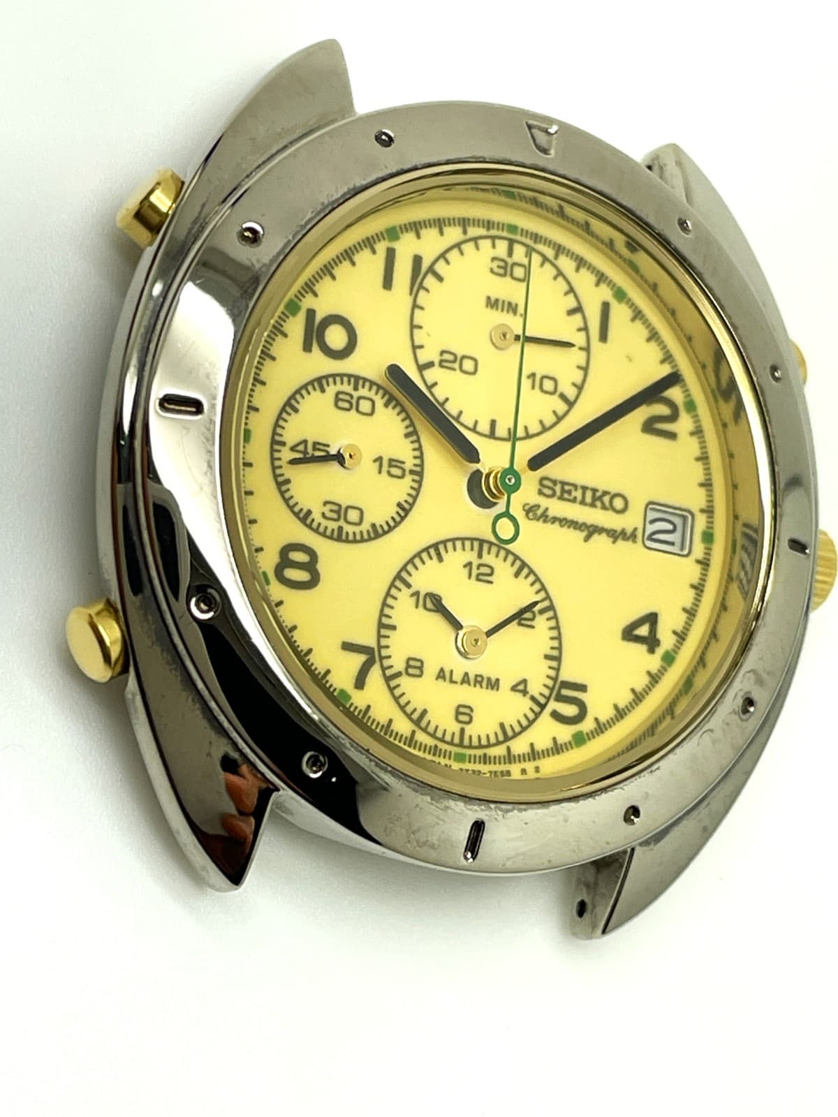 SEIKO WATCH PARTS MENS 7T32-7089 NOT-WORKING ALARM CHRONOGRAPH WATCH CASE SDWA23