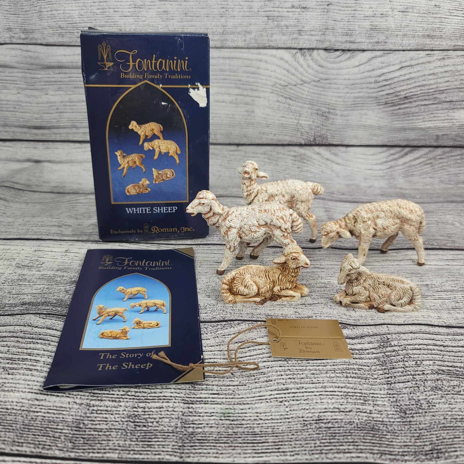 Fontanini White Sheep 5” Collection Figures Christmas Nativity 72539 Box Card