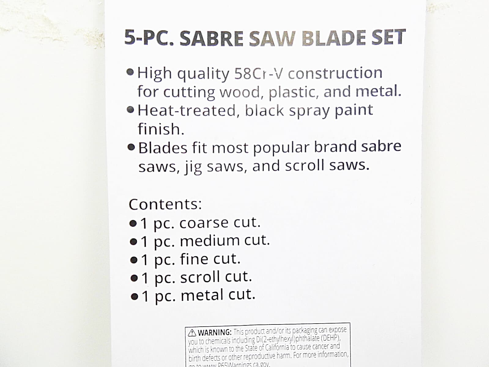 Jigsaw Blades Sabre Scroll Saw 5 pc Set for Wood Plastic Metal Blade Sets Jig 5