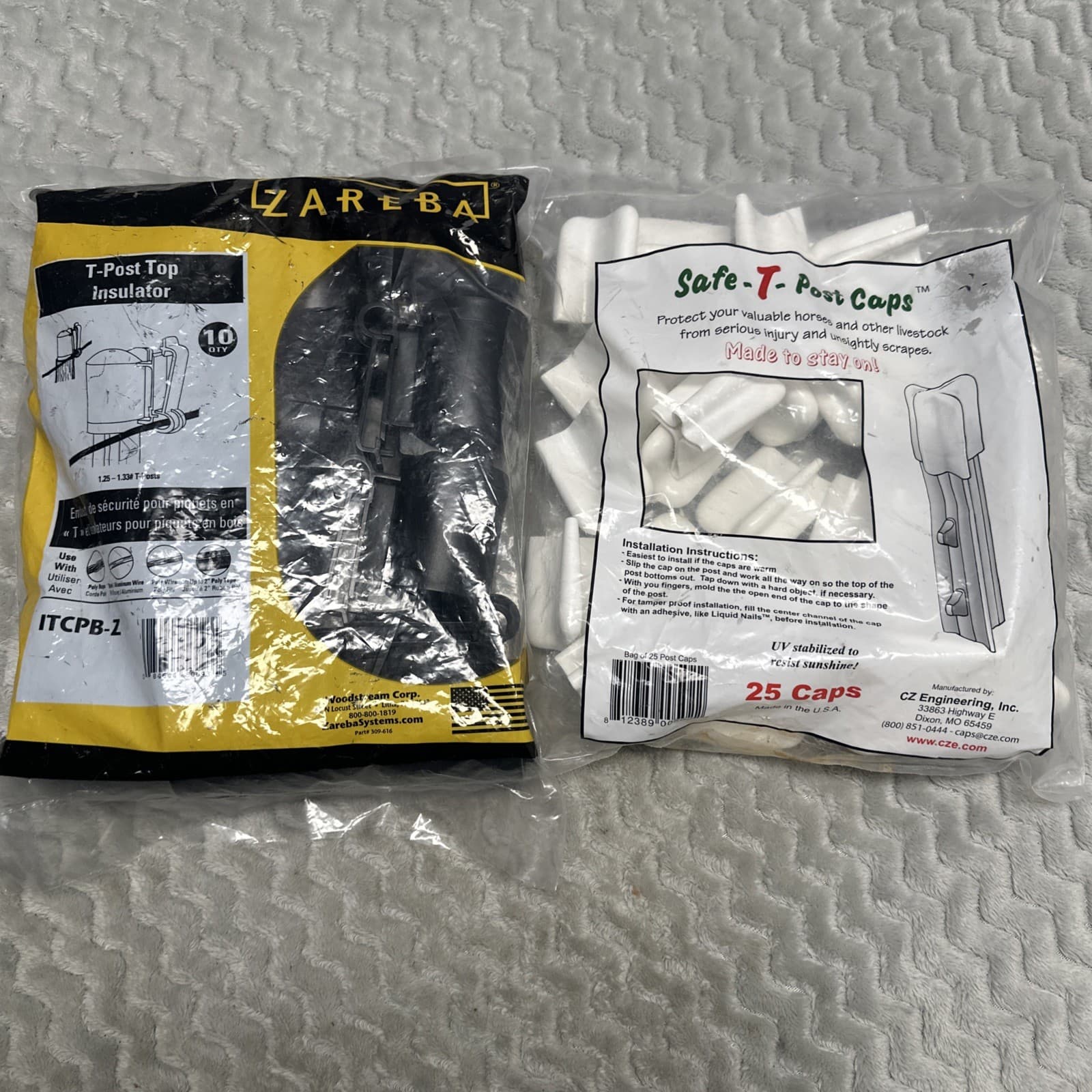 Safe T Post Caps 25 & Top Insulators 10 Electric Fence Zareba