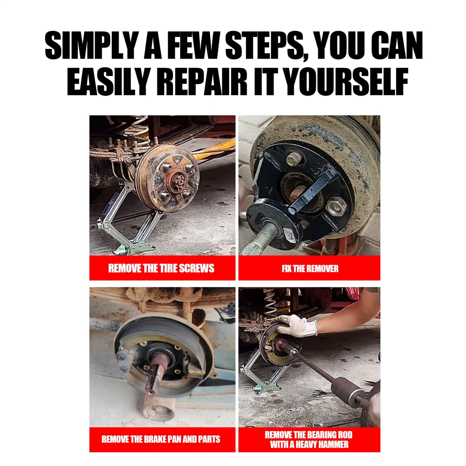 Brake Drum Puller Carbon Steel Labor-Saving Puller Drum Brake Hub 4