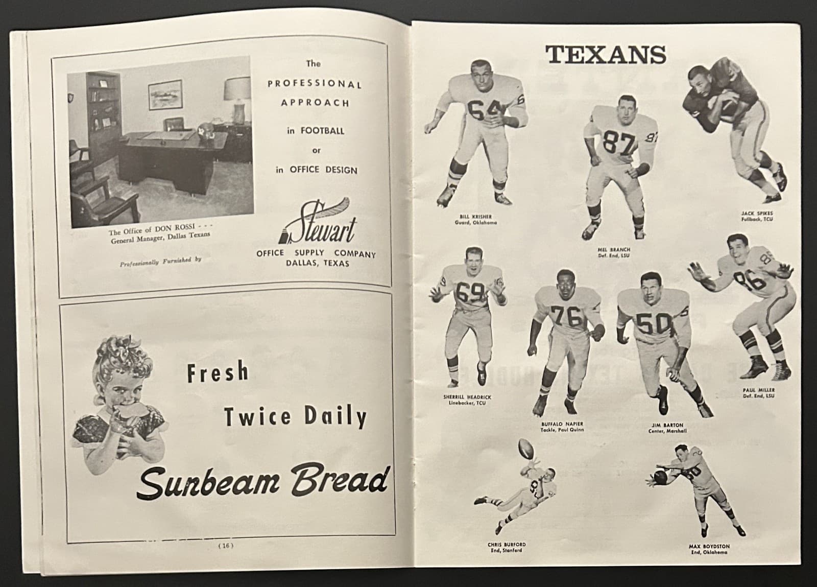 1960 Dallas Texans vs Oakland Raiders Program-1st Year AFL Cotton Davidson 4