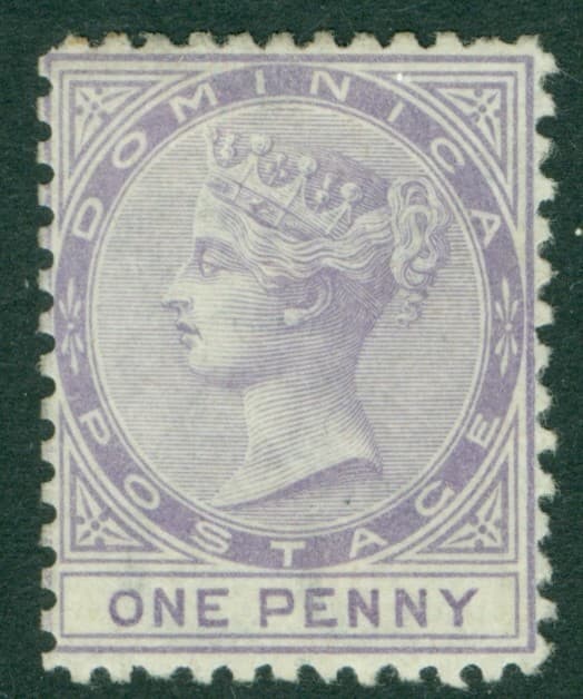 SG 1 Dominica 1874. 1d lilac, watermark CC, perf 12½. A fresh mint example...