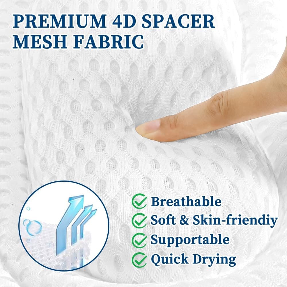 Bath Pillow Bathtub Pillow, Luxury Bath Pillows for Tub Neck and Back White 4