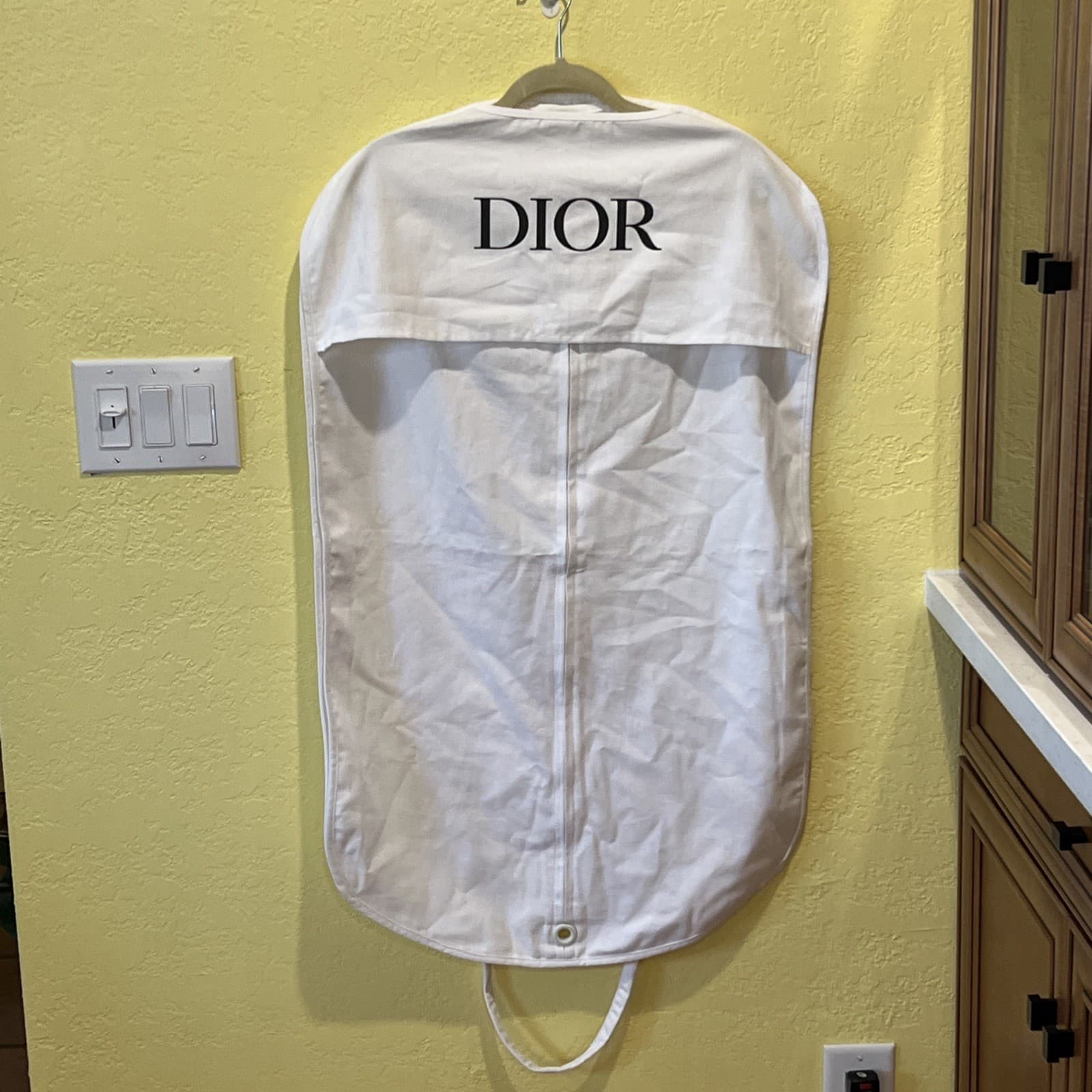 Christian Dior Garment Bag Cover Clothes Coat  White Canvas Unused 23x38 6