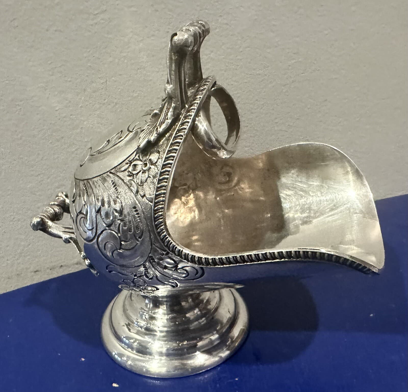 Vintage Sugar Scuttle Dish Silver Plate Floral Made in England EP RM