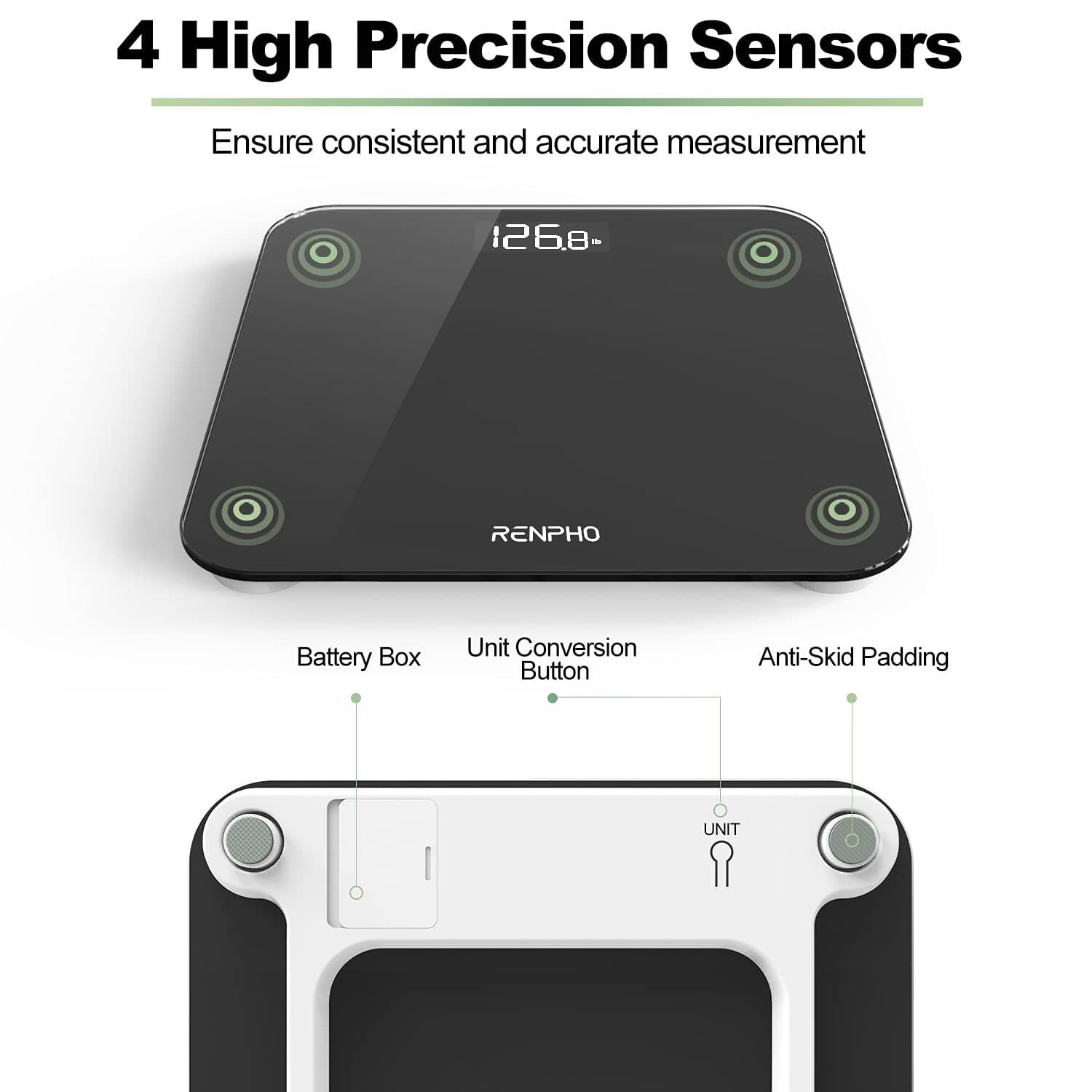 Digital Body Weight Bathroom Scale w/ Step-on Technology Battery Powered 400lbs 3