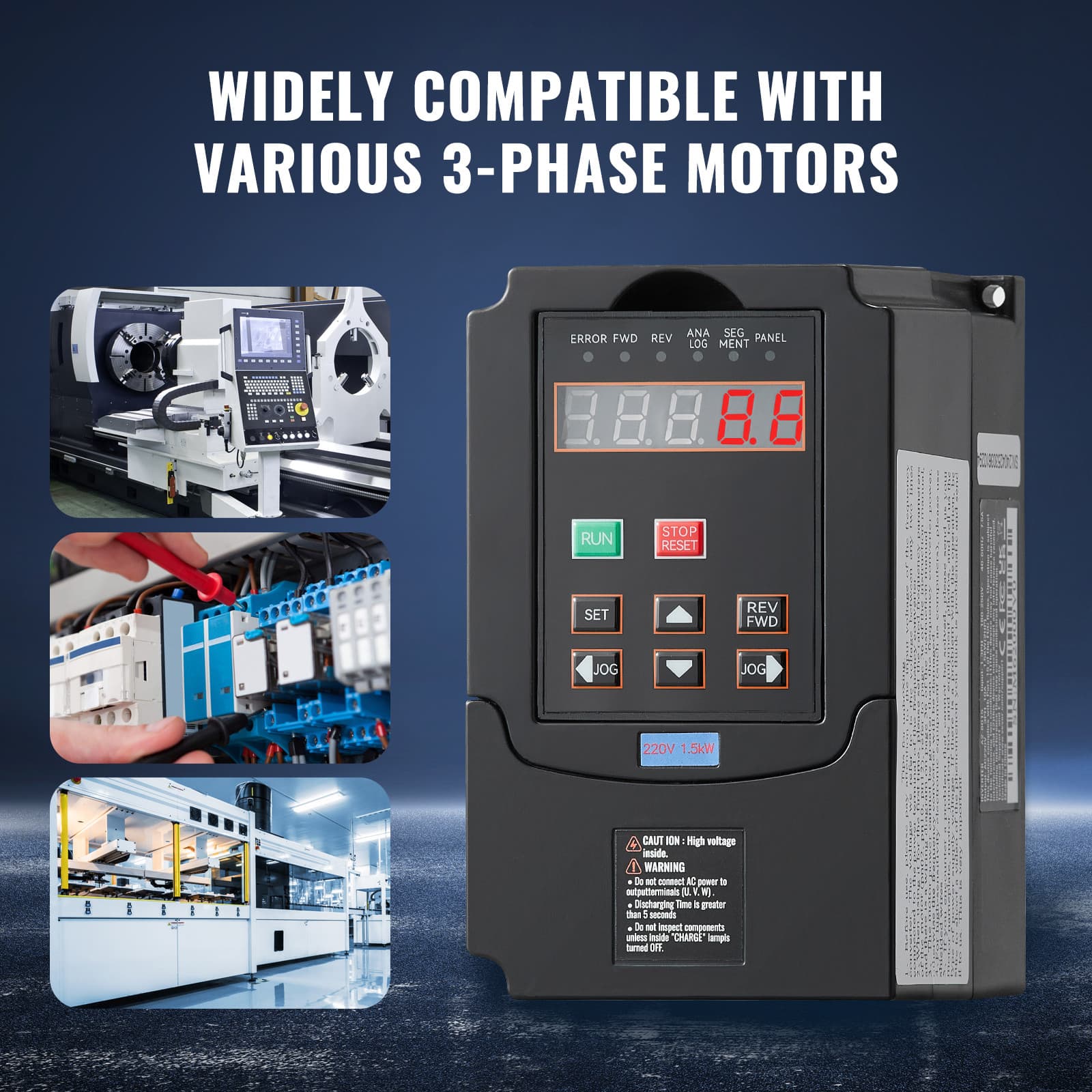 Uimoso 2HP 1.5KW VFD Variable Frequency Drive 220V 1 or 3 Phase Convert 0-400Hz 6