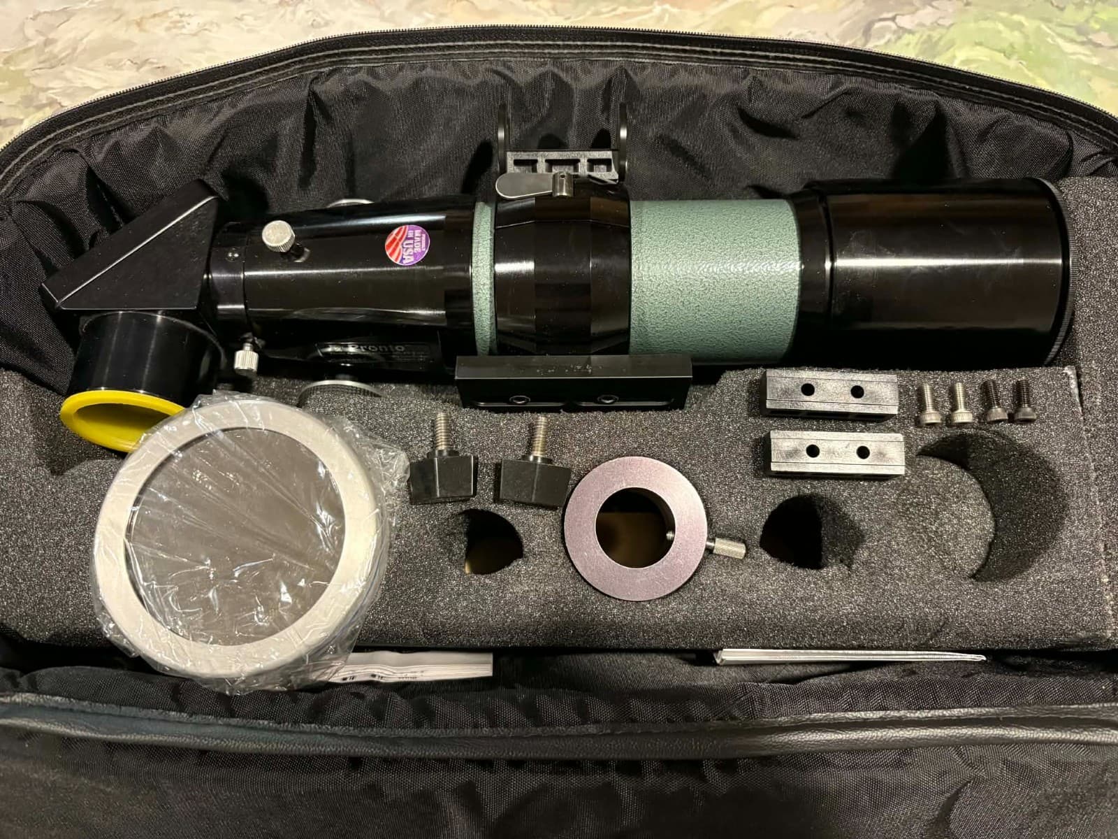 TELEVUE PRONTO TELESCOPE 6.8FL 70MM - SOLAR FILTER, SOL SEARCHER, DOVETAIL WEDGE