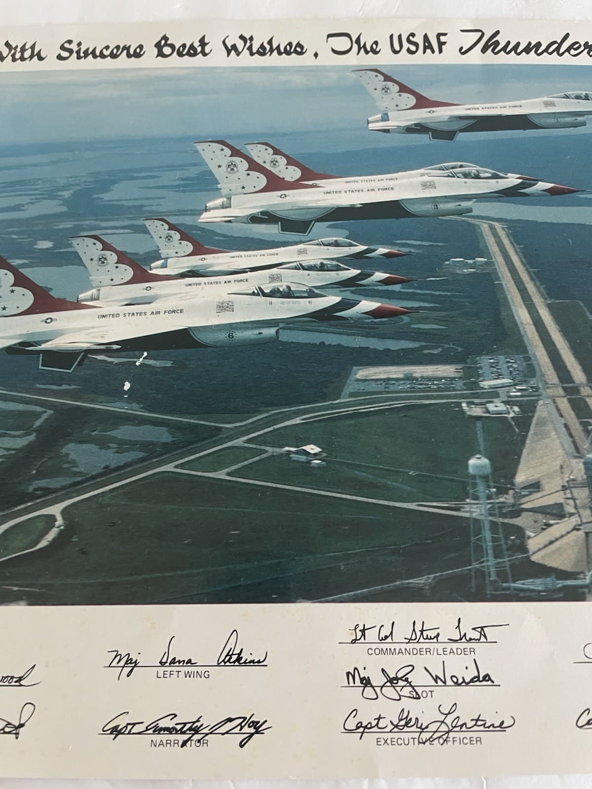 1989 USAF Thunderbirds Team Print Kennedy Space Center Shuttle Launch Pad Flyby 3