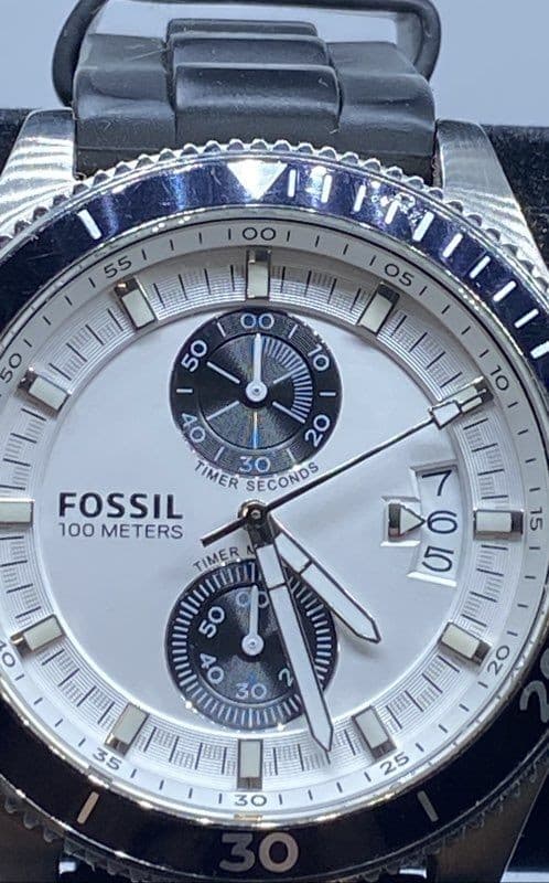 Fossil WAKEFIELD 45mm WR100M Chrono Date Quartz Stainless Steel Watch 222g 2
