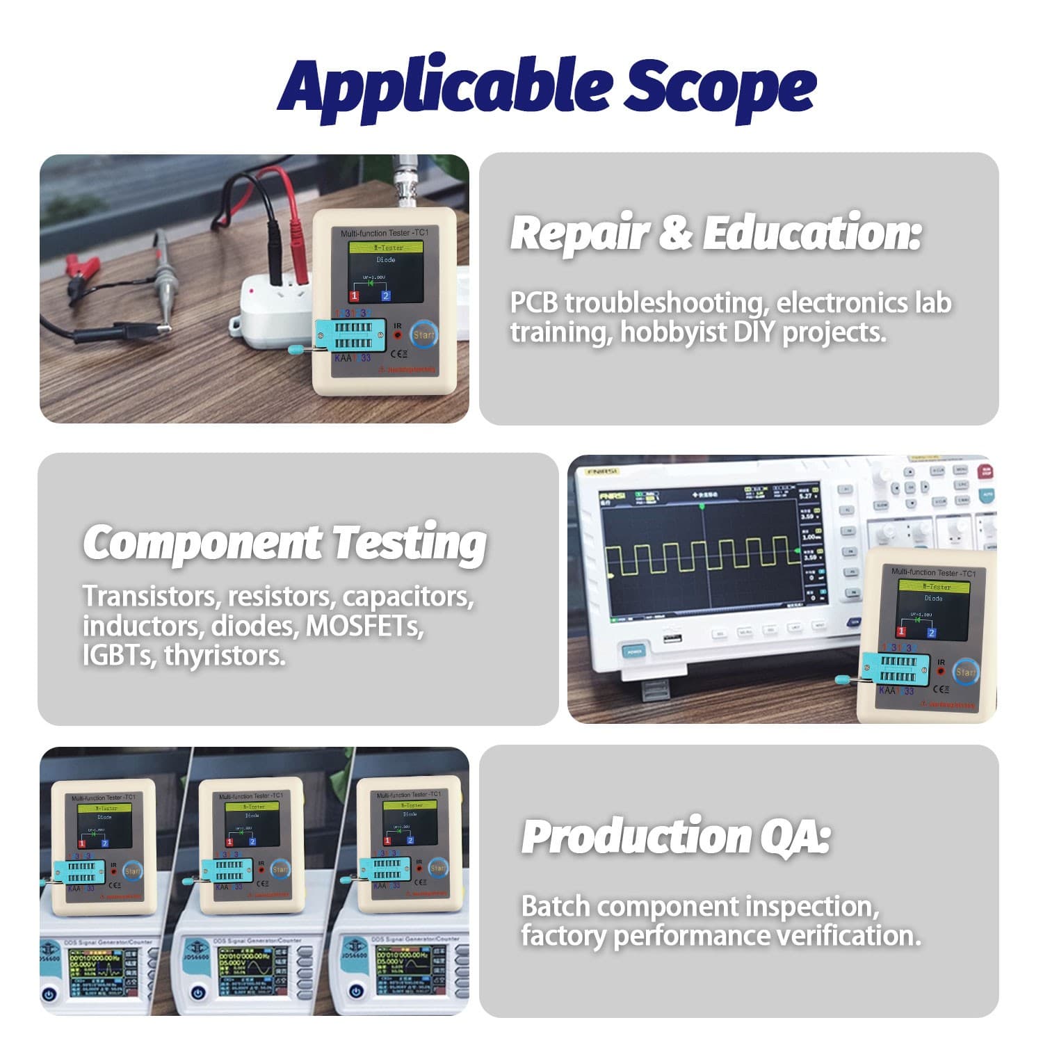 LCR-T1 Transistor Tester TFT Screen Diode Triode Capacitance Meter PNP NPN FET 4