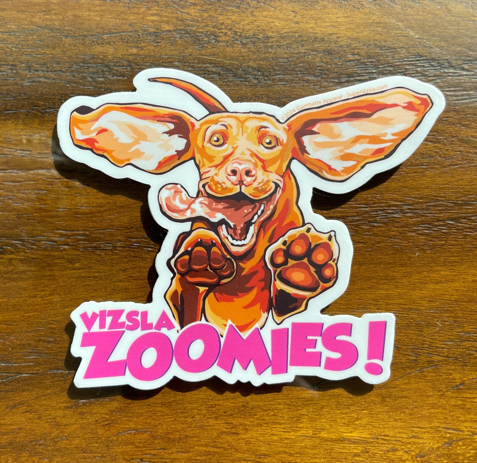 Happy jumping Hungarian Vizsla Zoomies puppy dog sticker pack cartoon decal 4.5" 5