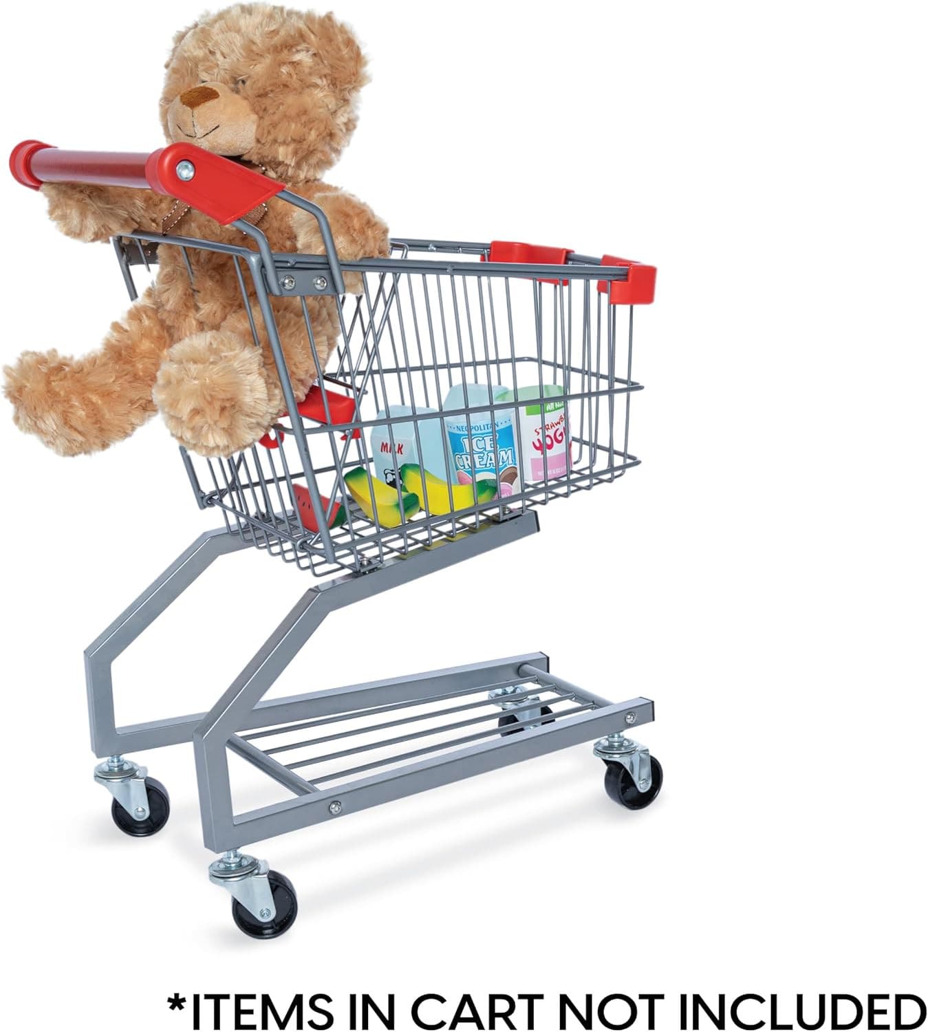 Toy Metal Shopping Cart - Supermarket Pretend Play Grocery Cart for Kids and Tod 4