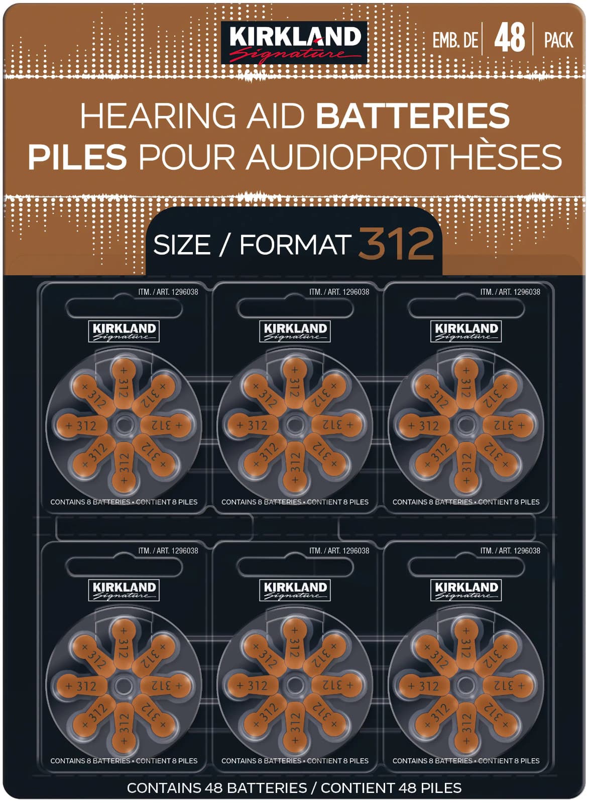 Kirkland Signature Size 312 Zinc Air 1.45V Hearing Aid Batteries (96 Batteries) 2
