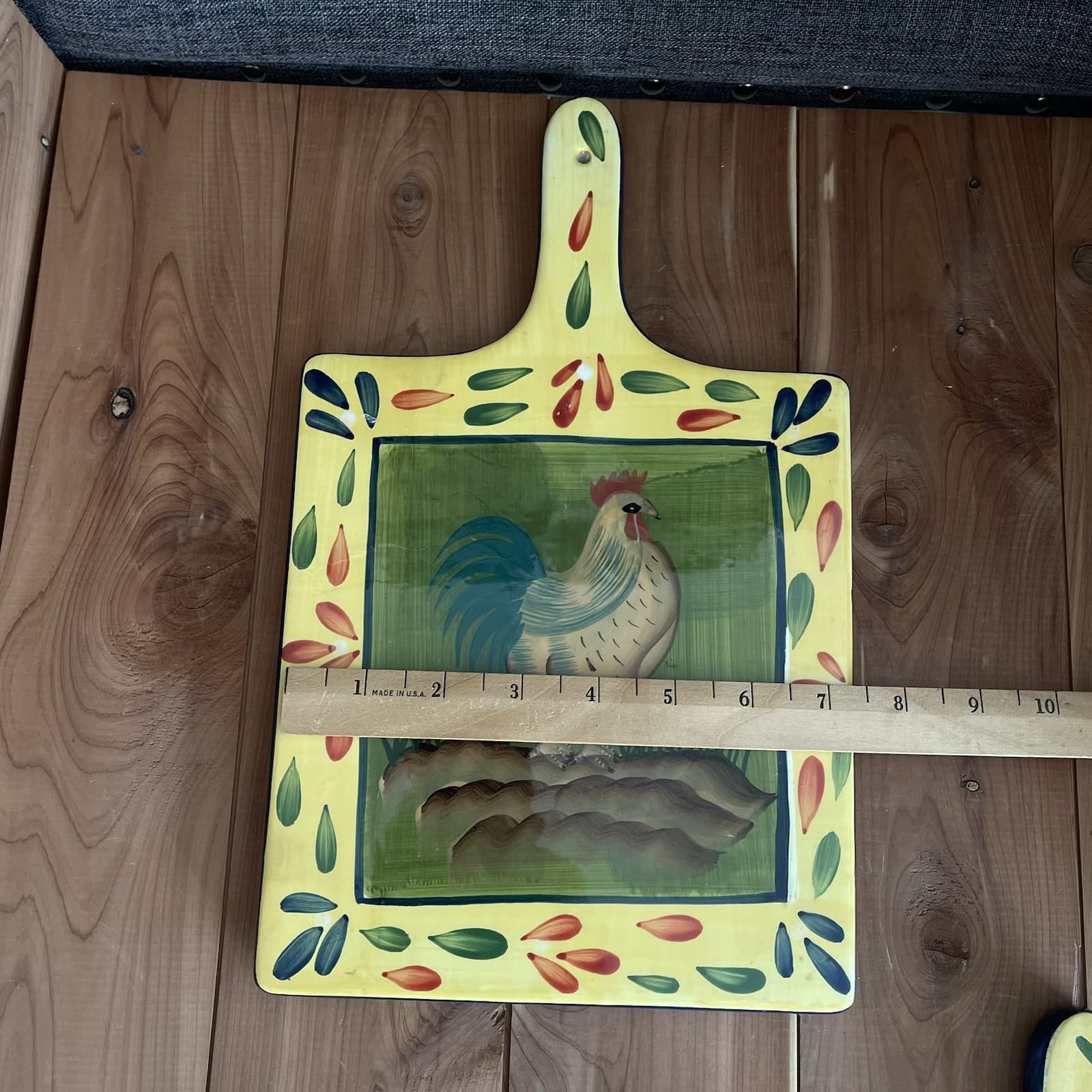 2 Rooster Hanging Trivets Style Eyes Baum Bros Ceramic Vintage Pottery Farmhouse 3