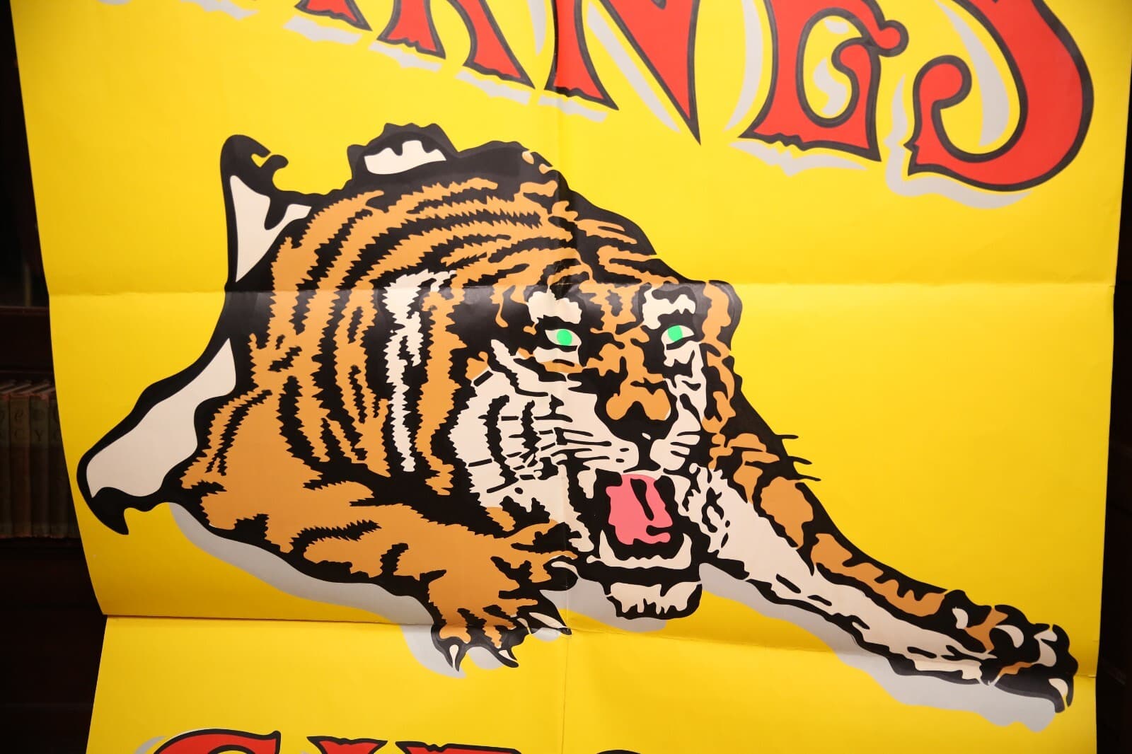 Vintage Carson Barnes Circus Poster Sign Banner Tiger Amusement Park Carnival 3