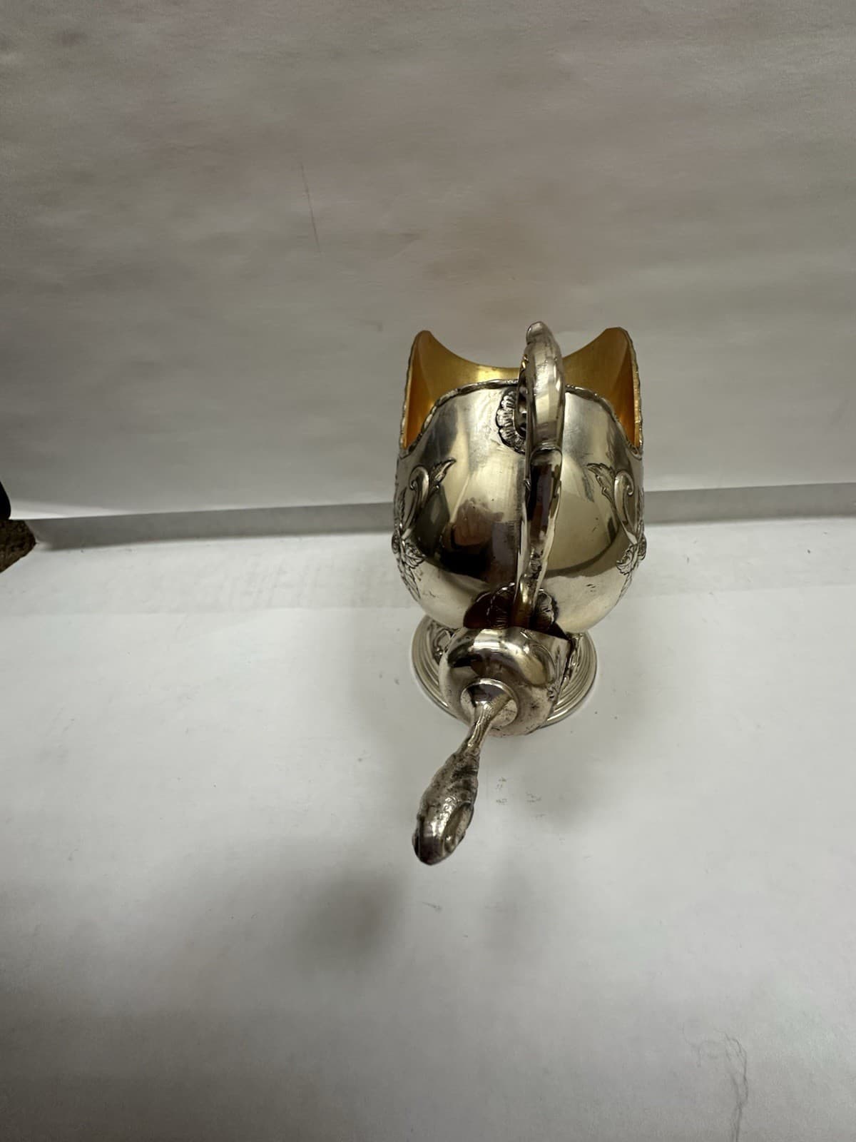 Vintage Silver Sugar Scuttle With Scoop Raimond Plate and Copper Pedestal 3