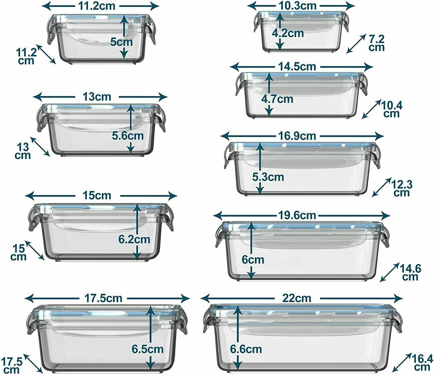 Razab Set of 35 PC Glass and Plastic Food Storage Containers with Airtight Lids 4