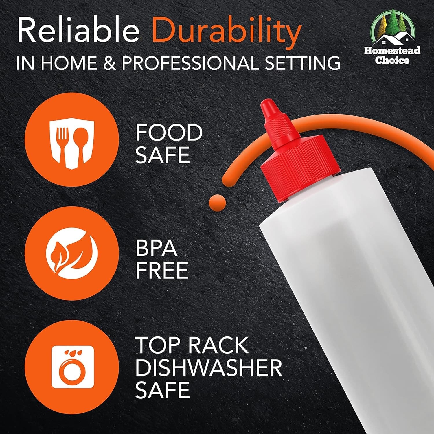 6-pack 16oz BPA-free squeeze bottles for sauces, liquids, dressings & crafts 3