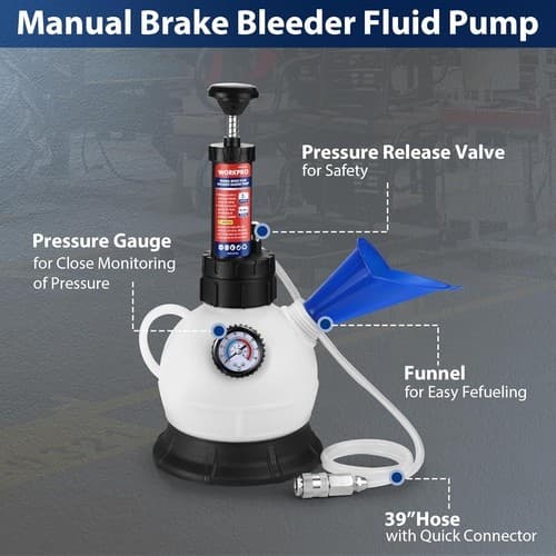 WORKPRO 2L Manual Brake Bleeder Kit One Person Brake Fluid Vacuum Pump for DIY 2