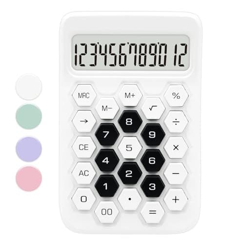 White Standard 12 Digit Large LCD Display Basic Office Calculator with Q9-White 2