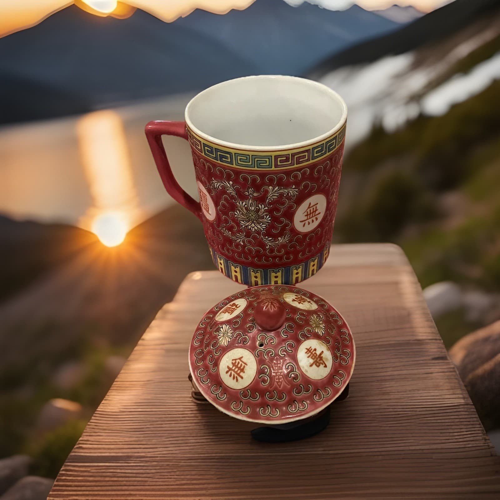 Vintage Traditional Chinese Jingdezhen Ceramic Porcelain Mug Tea Cup With Lid 5