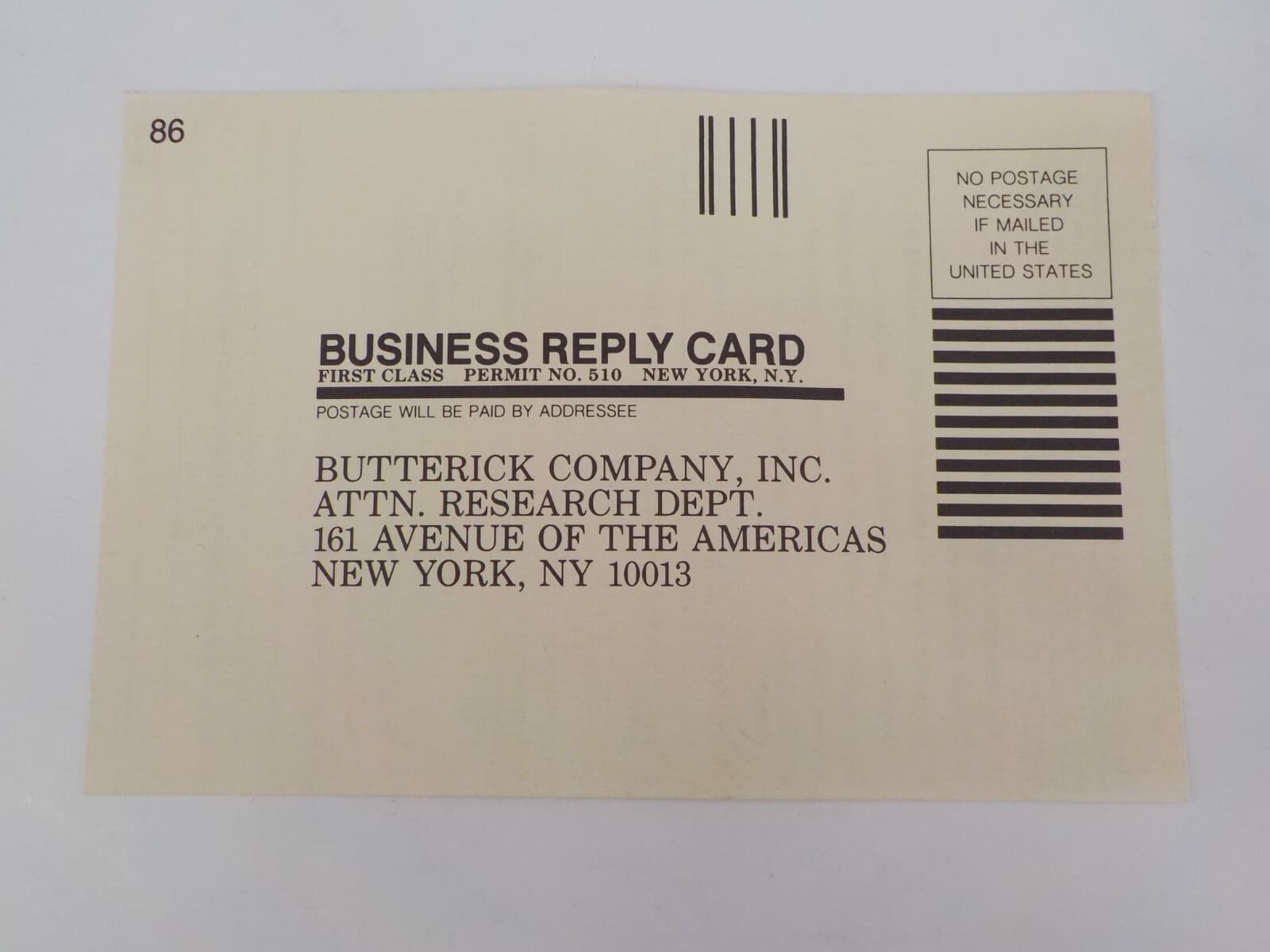 VINTAGE BUTTERICK PATTERNS SURVEY POSTCARD QUESTIONS 1-8 NEVER USED SEWING 5