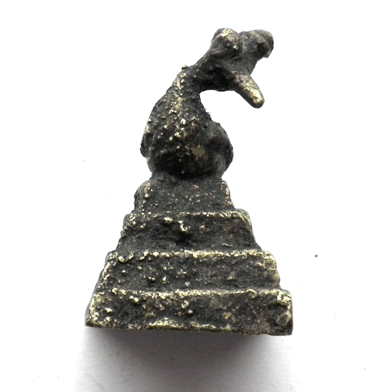 AFRICAN ASHANTI AKAN BIRD ON A PYRAMID GOLD WEIGHT 1700-1900 AD Brass 33g.