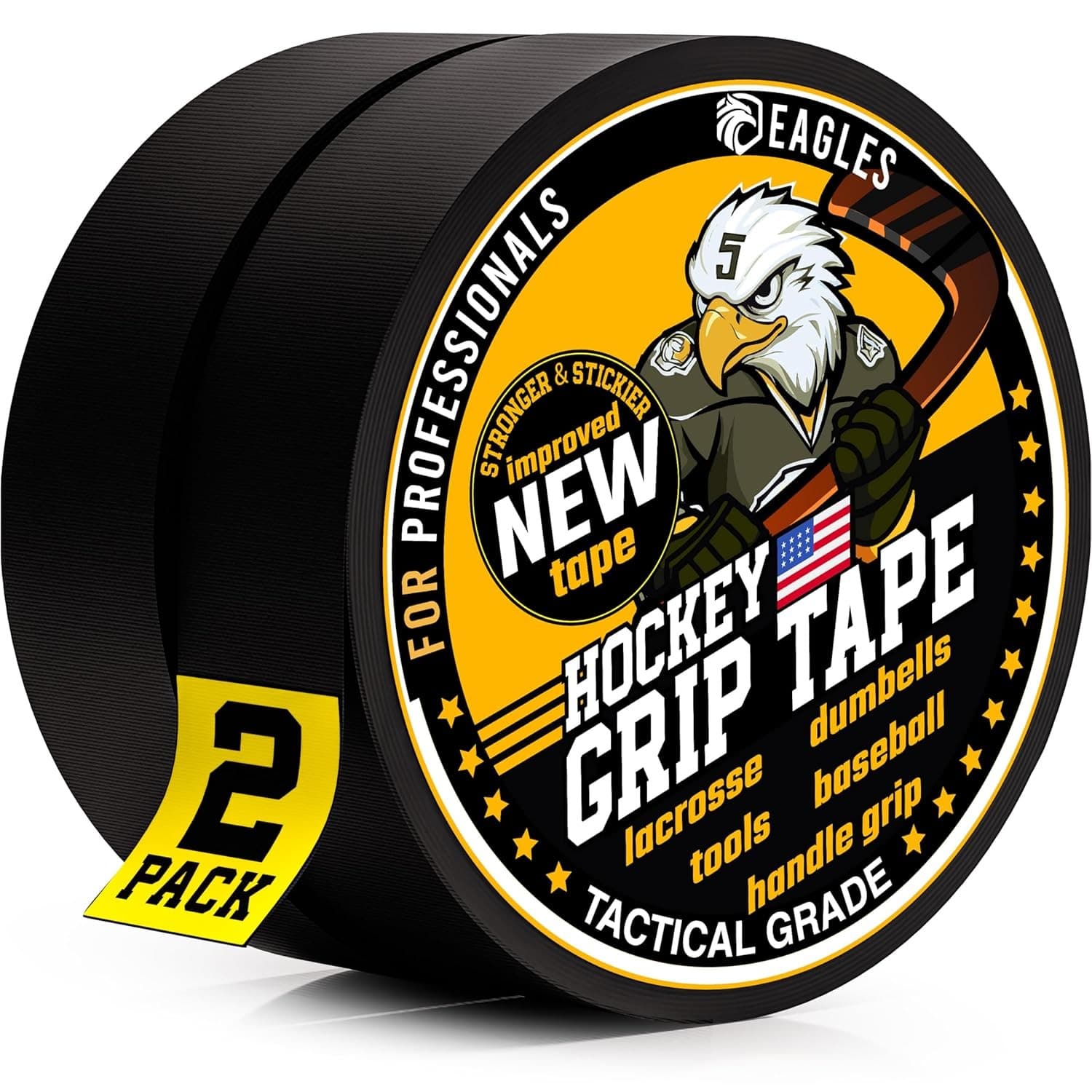 EAGLES Hockey Tape Multipurpose Cloth 60 Feet/Roll for Lacrosse Black