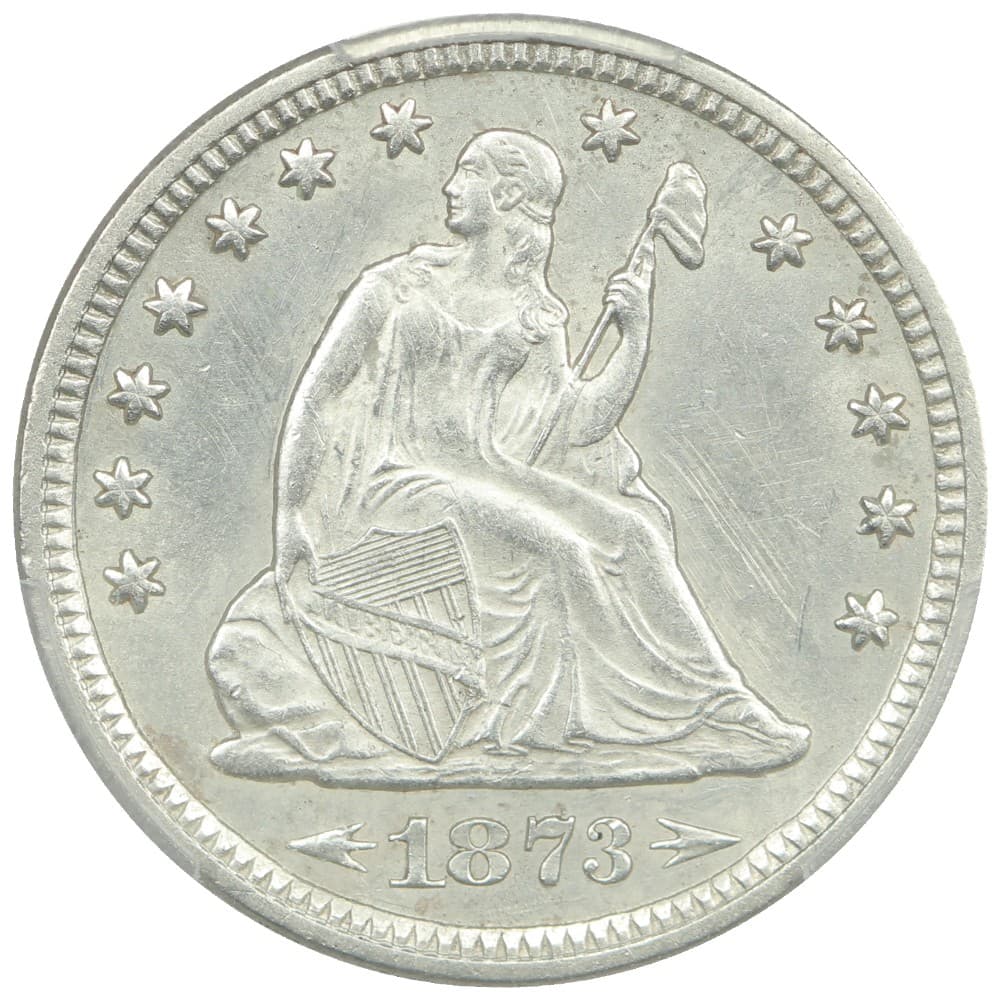 1873 25C PCGS MS62 (Arrows) - Liberty Seated Quarter 3