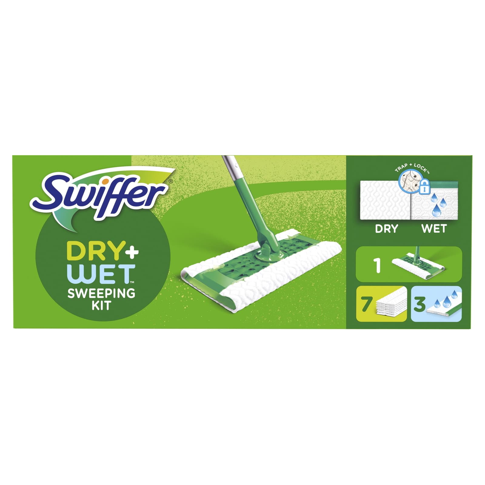 New Swiffer Sweeper Dry/Wet Multi Sweeping, 1 Sweeper, 7 Dry Cloths 3 Wet Cloths 2