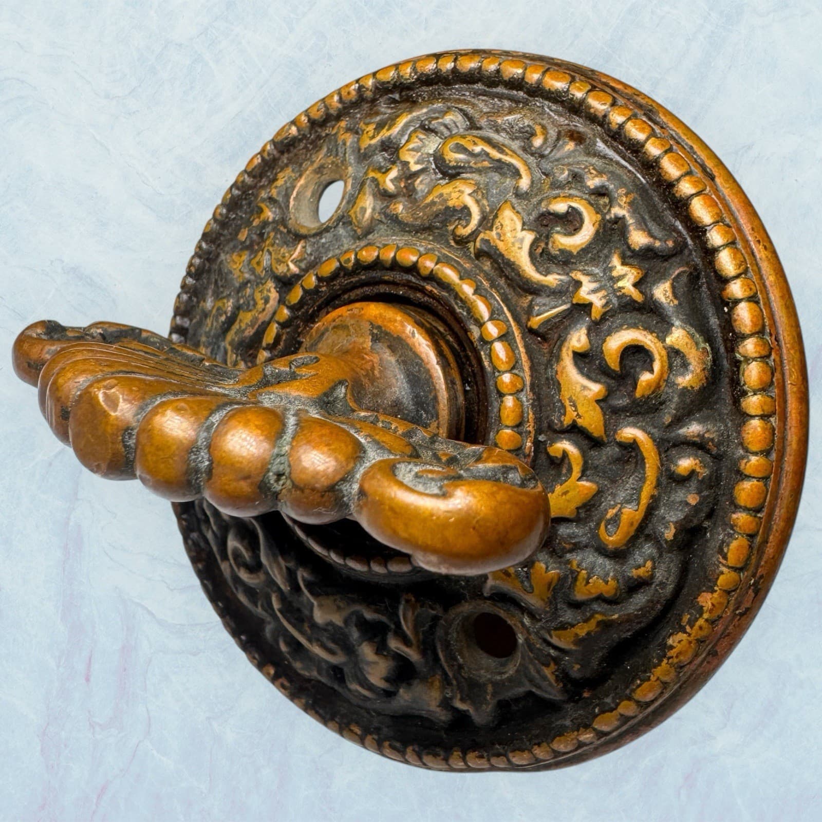 Antique Russell Erwin Eastlake Victorian Turn Doorbell Door Bell Ringer Bronze 4