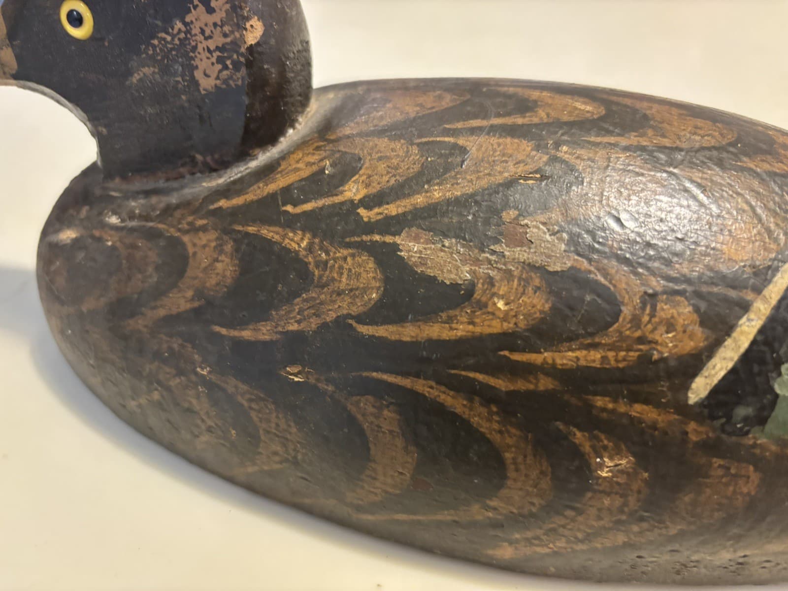 ANTIQUE  DUCK  DECOY CARVED WOOD GLASS EYES  FOLK ART American Primitive 1900 6