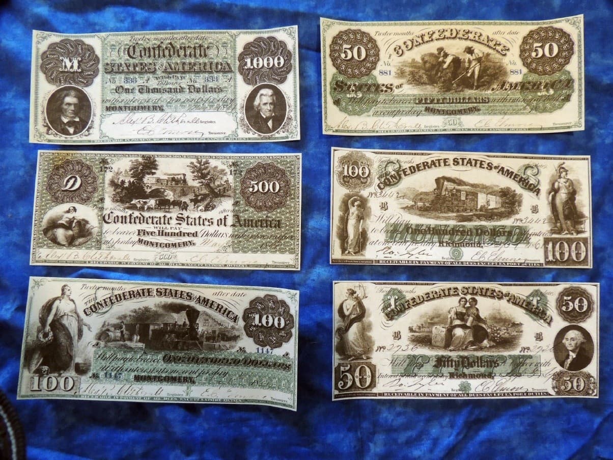 Reproduction Confederate Currency CSA 6 Pack #1 (T1 -T6) 6 Notes Copy