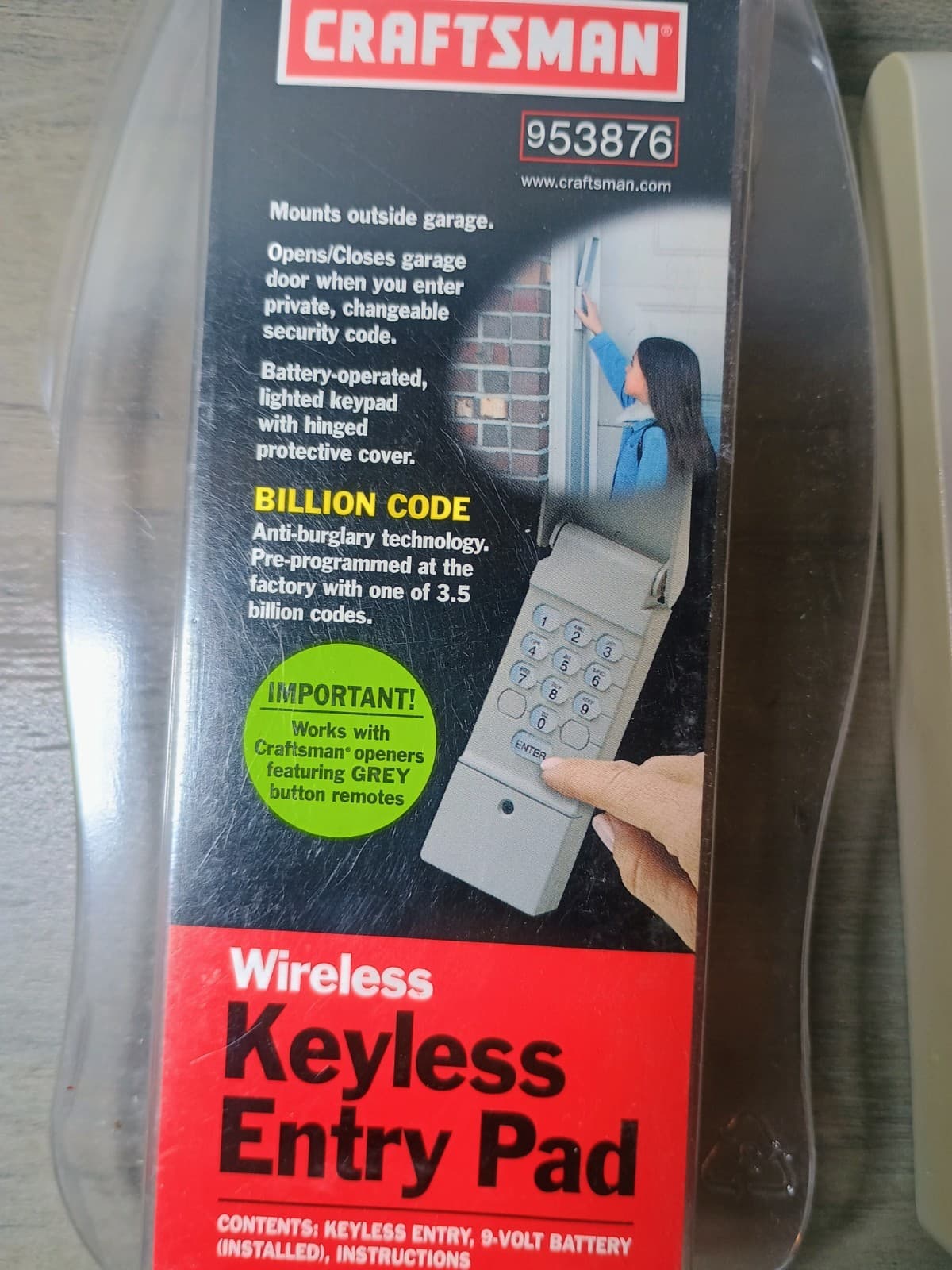 Craftsman Wireless Keyless Entry Keypad Garage Door Opener Gray #953876-FRE SHIP 2