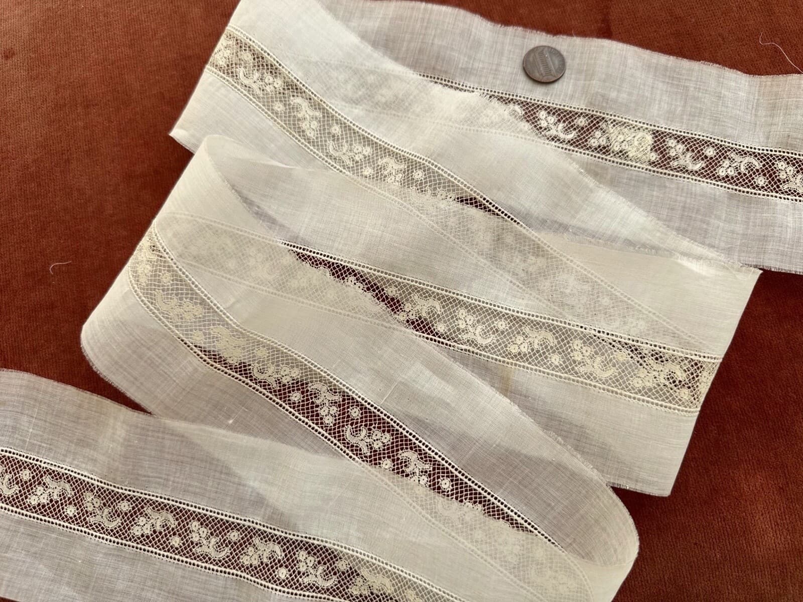 Antique Vintage Lace Trim-FR VALENCIENNES INSERTION LACE TRIM *DOLLS WIDE BORDER 6