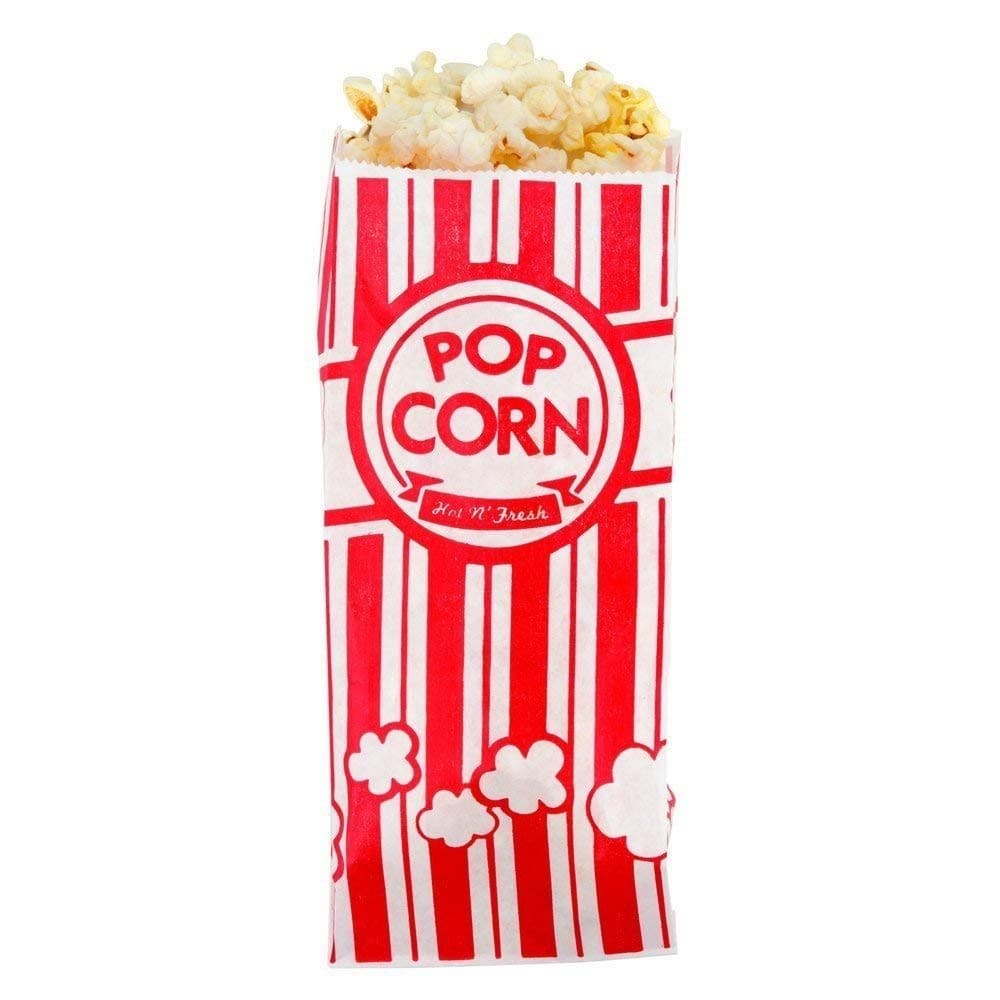 Carnival King Paper Popcorn Bags, Red/White, 100 Count (Pack of 1)  3