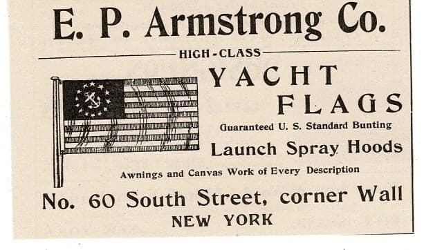 1903 E.P. ARMSTRONG Yacht Flags New York City Vintage Print Ad