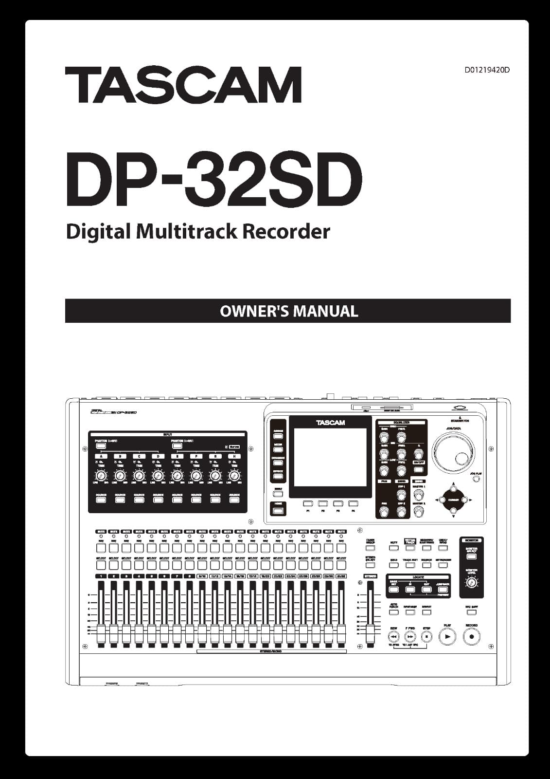 Tascam DP-32SD Instruction Manual User Guide Coil Bound 75 Pages