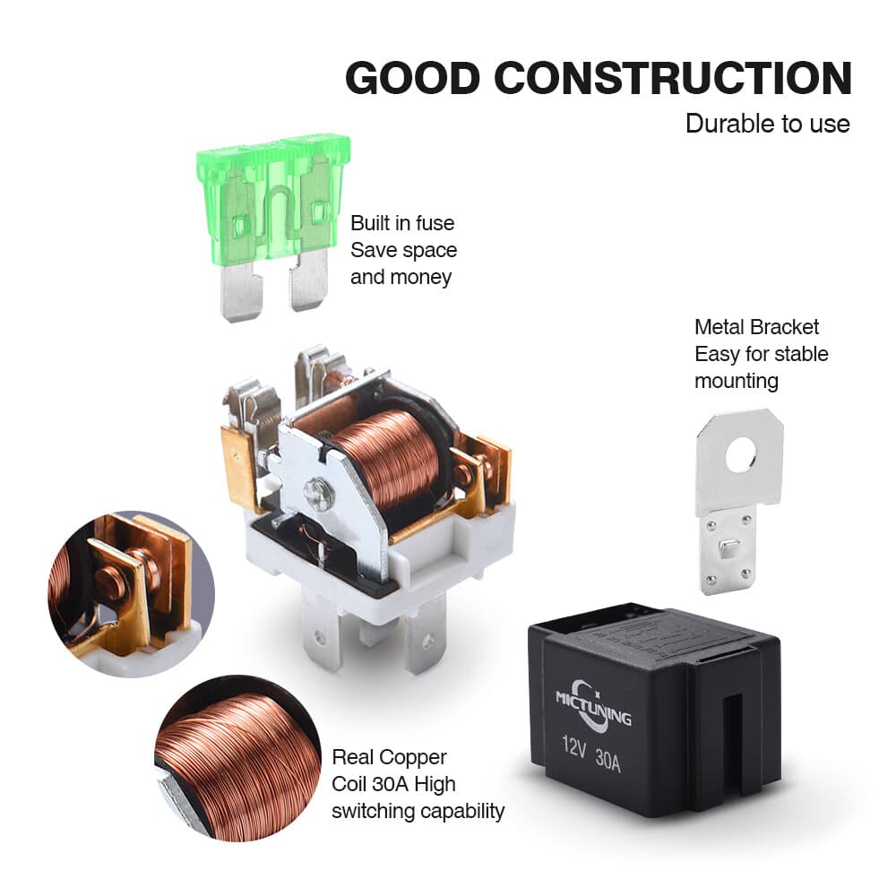 6 Pack Automotive Car Relays 5 Pin SPST Electrical Fuse Relay Switch Harness Set 4