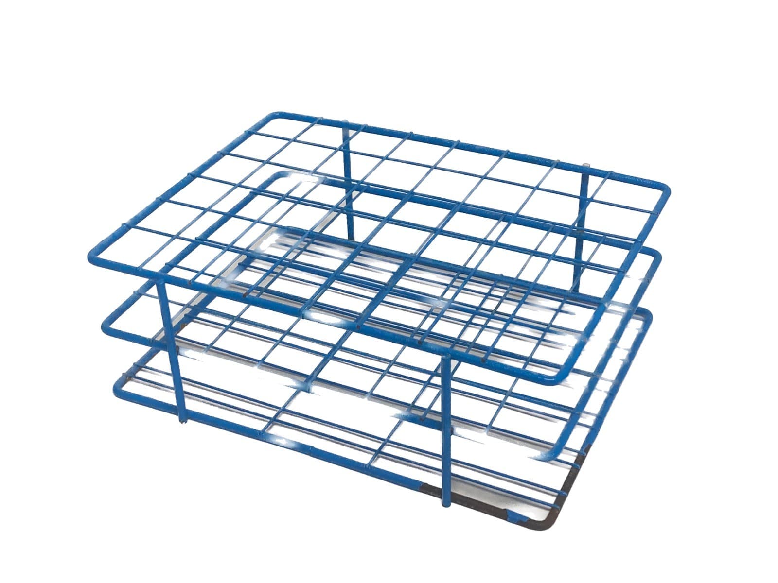 48-Place Blue Epoxy-Coated Wire Test Tube Rack for 25-30mm Tube 6x8 Array 11” B