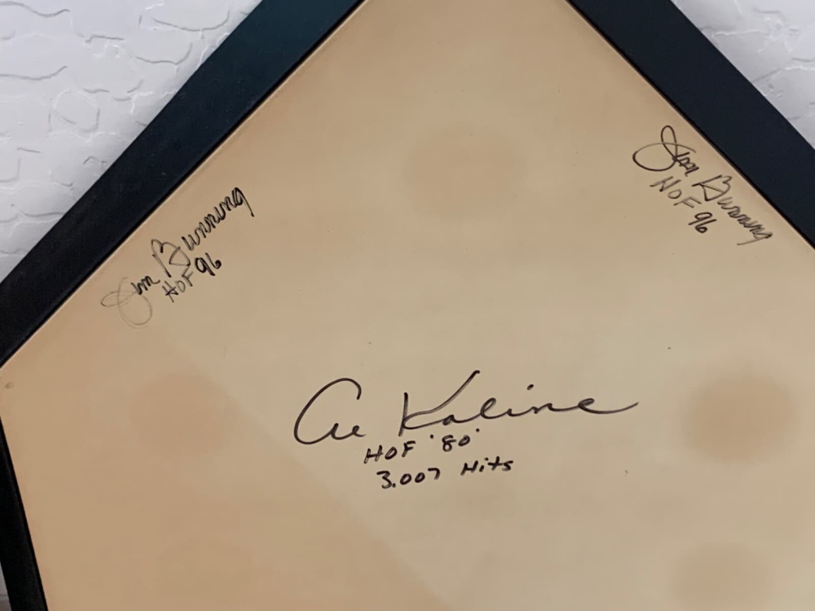 DUAL SIGNED TIGERS LEGENDS AL KALINE and JIM BUNNING RAWLINGS HOME PLATE!!