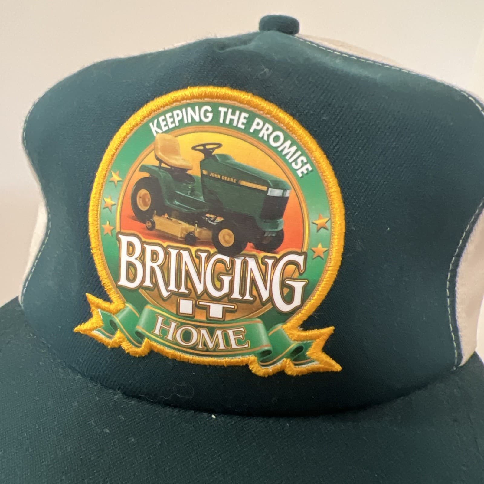 Vtg John Deere "Bringing it Home" 1994 Lawn Mower Cap Green Trucker Hat USA Made 2