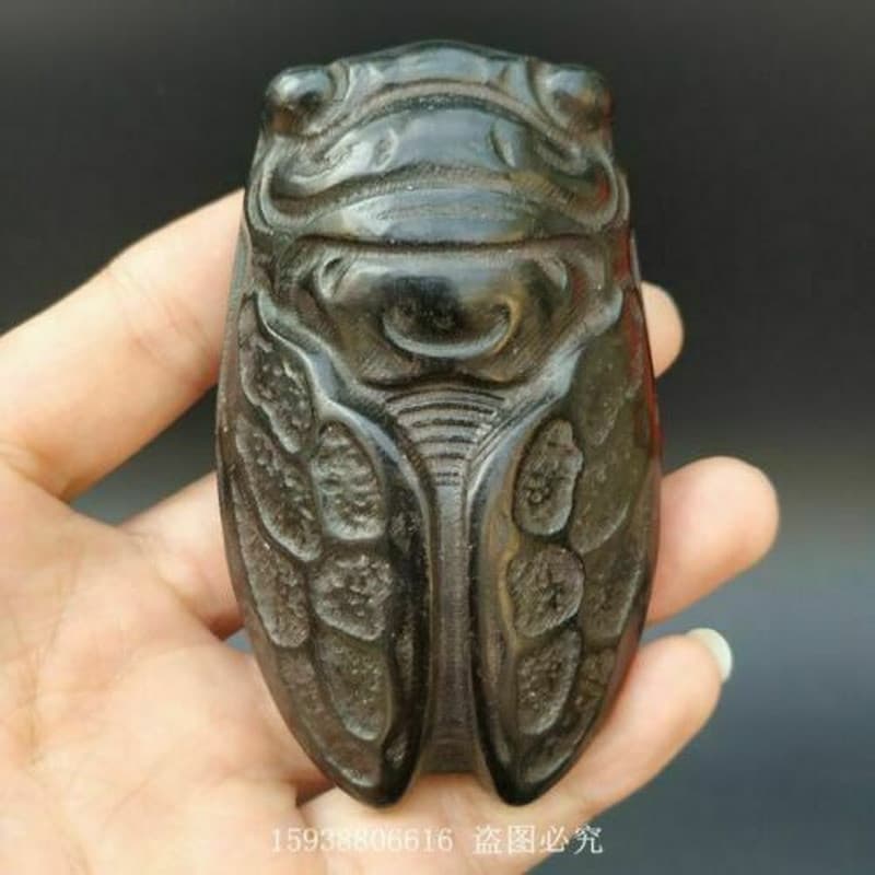 Chinese Hongshan Culture meteorite carved original cicadas monkey handicraft 2