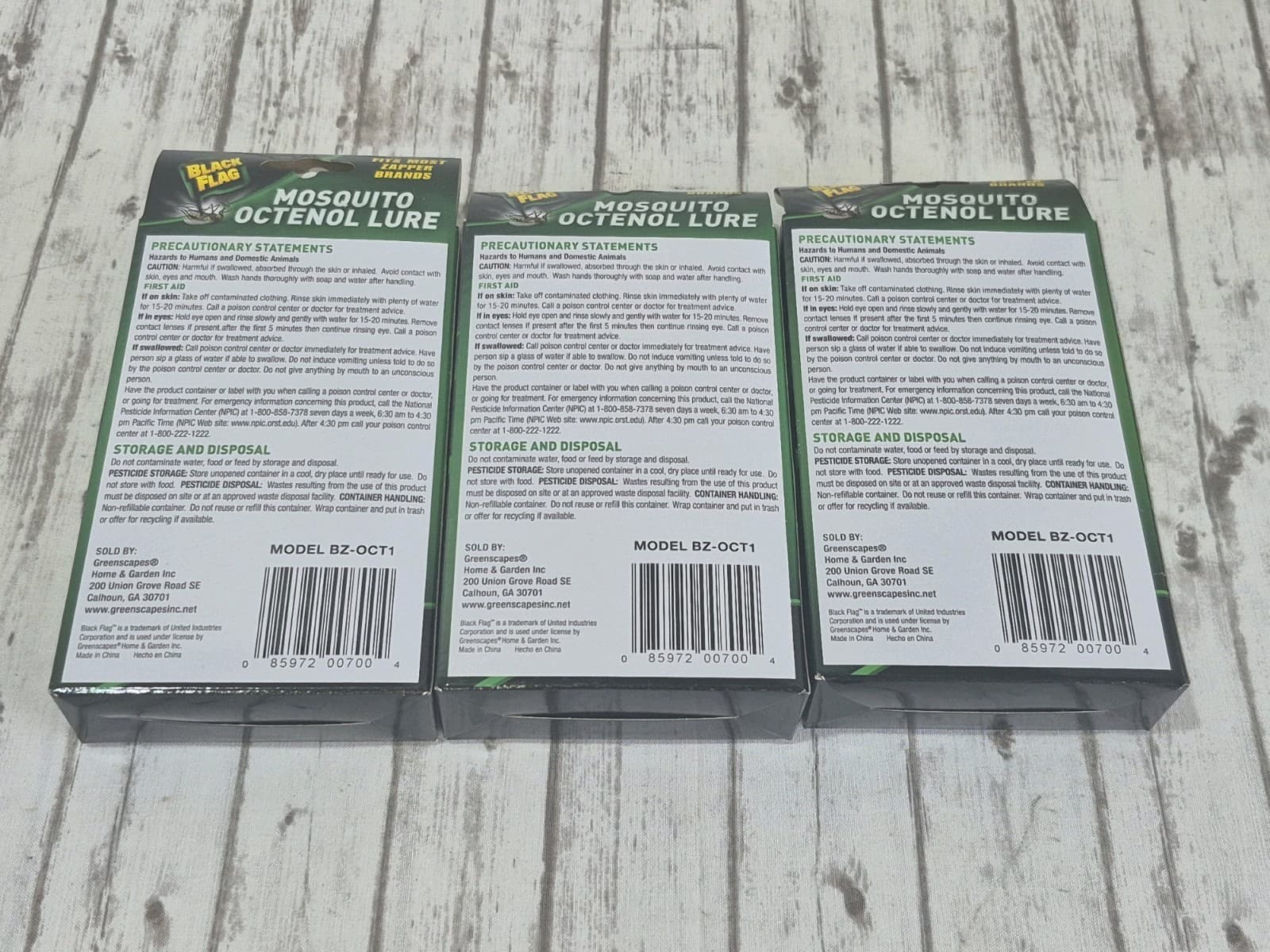 3 PACK Black Flag Mosquito Octenol Lures New 2