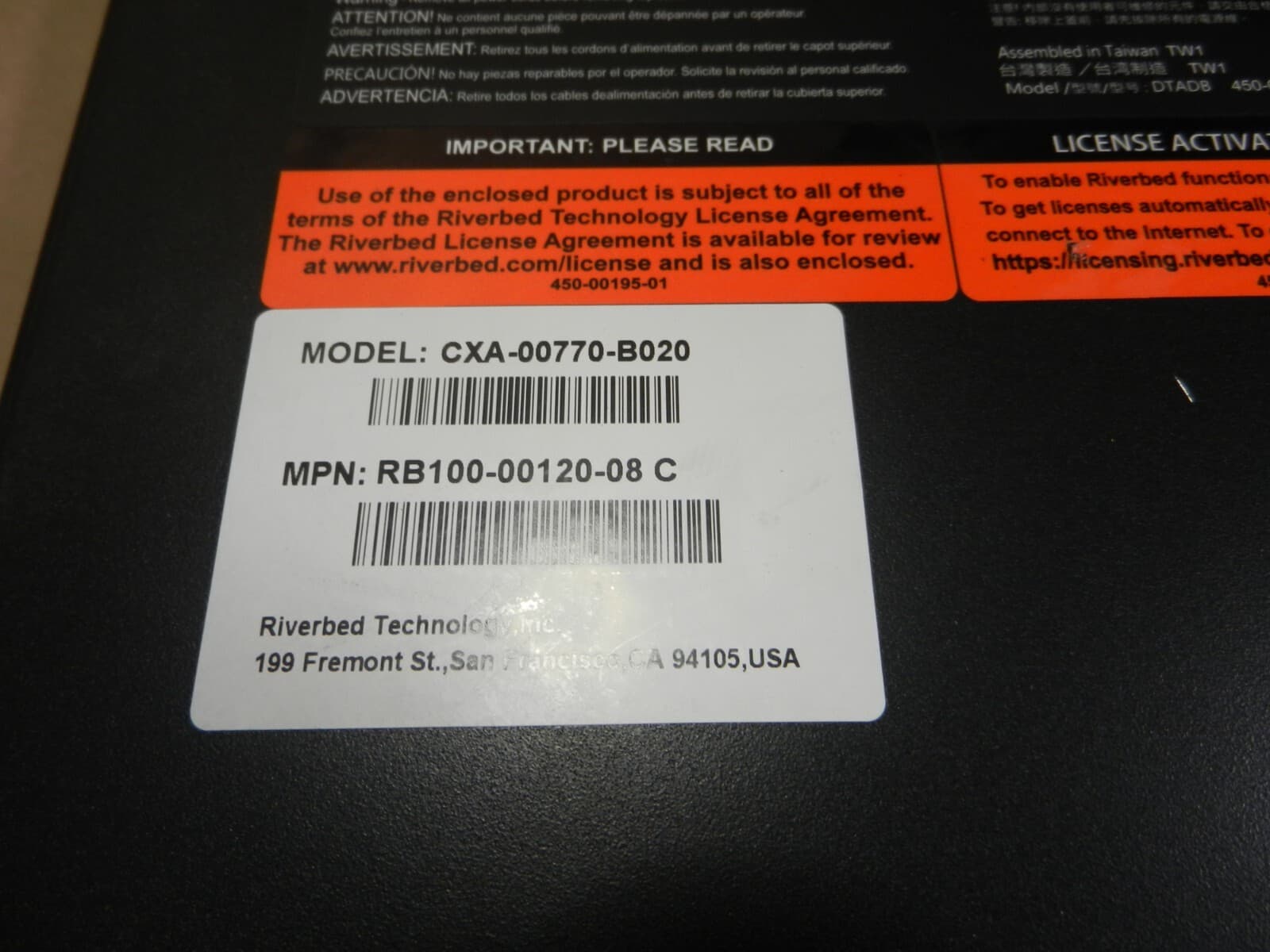 Riverbed Steelhead CX-770 Series Network Application Accelerator CXA-00770-B020 4