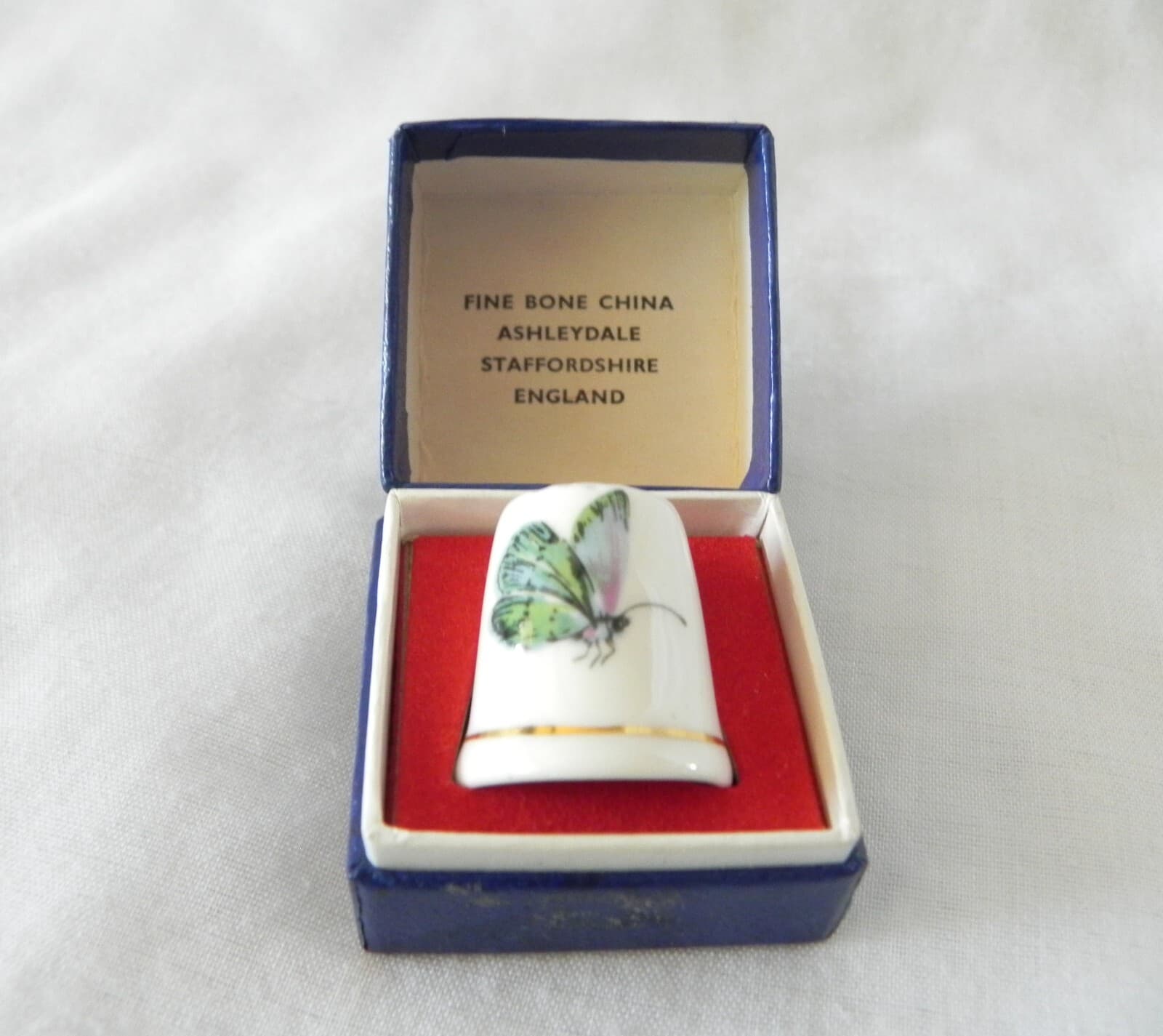 Ashleydale Staffordshire England BUTTERFLY THIMBLE Fine Bone China