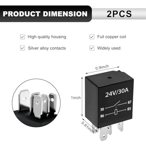 2 PCS 4 Pin Car Starter Relay, 24V 30A Multi-Purpose Automotive Relays, 2PCS 3